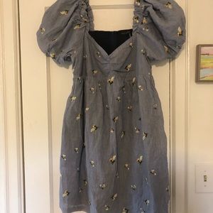 English factory Puff Sleeve Floral Embroidered Mini Dress